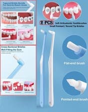 Image of Small Pointed Tip Orthodontic Soft Toothbrush Wisdom Interspace Braces Gum Care
