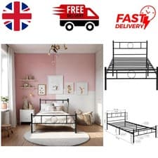 Image of Modern Metal Single Bed Frame 190x90 cm - Lightweight Metal with Steel Support