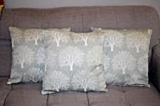 Image of Cushion cover handmade 3 x 17''x17'' cotton oak tree & woodland pattern
