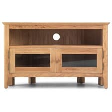 Image of Enfield Oak Corner TV Unit with Doors - Clearance Sale