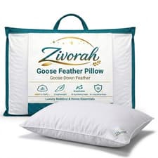 Image of Zivorah Goose Feather & Down Pillows | Extra Filled Fluffy Hotel Quality 2-Pack