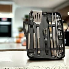 Image of 18 PIECE BBQ TOOL SET WITH STORAGE / TRAVEL BAG UK STOCK FREE DELIVERY