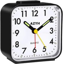 Image of Analog Alarm Clock, Silent No Ticking Alarm Clock with Light, Snooze, Battery Op