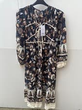 Image of MINT VELVET FLORAL PRINT BOHO MIDI DRESS SIZE UK 6