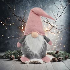Image of Gonk, Christmas 70cm Light Up LED Pink & Grey Nordic Plush Gnome Decoration