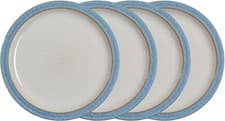 Image of Denby - Elements Blue Dinner Plates Set of 4 - Dishwasher Microwave Safe Crocke