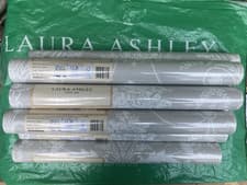 Image of Laura Ashley Josette White/Dove Grey Wallpaper-10 ROLLS Free P&P, Price per Roll