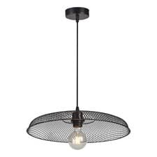 Image of Matt Black Metal Mesh Ceiling Pendant Light Fitting Industrial 43cm Diameter