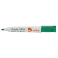 Image of 5 Star Office Drywipe Marker  Bullet Tip 3mm Line Green Pack of 12