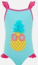 Image of Monsoon Angels Pineapple Girls Swim Suit Age 7 - 8 Bnwt Frills Glitter