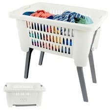 Image of Foldable Legs Laundry Basket, Collapsible Storage, Lightweight, Large Capacity