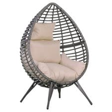 Image of Outsunny Garden Egg Chair, Teardrop Outdoor PE Rattan Chair with Full-body Soft