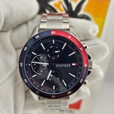 Image of NEW TOMMY HILFIGER 1791718 BANK BLUE DIAL STAINLESS STEEL MEN'S WATCH UK