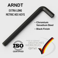 Image of ARNDT EXTRA LONG Allen Keys Hex Keys METRIC CrV L-Shaped Allen Wrench 1.5–24 mm