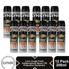 Image of Lynx Jungle Fresh Anti Perspirant Body Spray 200ml 12 Pack Mens Deodorant