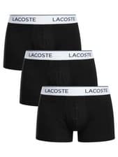Image of Lacoste Men's 3 Pack Cotton Stretch Trunks, Black