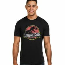 Image of Jurassic Park Mens T-shirt Distressed Logo Black S-XXL Official