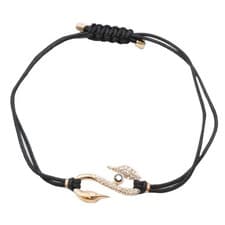 Image of Swarovski Swan Bracelet Black Power S Hook Jet Cord Ladies Jewellery NEW GENUINE