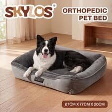 Image of Skylos Orthopedic Dog Bed Soft Arctic Velvet Pet Bed Anti-Slip Mattress Large