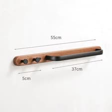 Image of Wooden Towel Rack Bathroom Towel Hanging Bar Wall Mounted Single Pole Towel Rod 