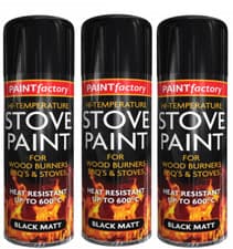 Image of Black Matt Heat Resistant Spray Paint (400ml) Stove High Temperature paint 600C