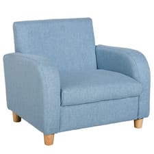 Image of Child Armchair Wood Frame W/ Padding Seat Low-Rise Bedroom Blue