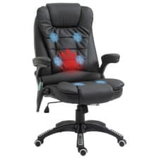 Image of HOMCOM Heated Vibrating Massage Office Chair with Reclining Function, Black