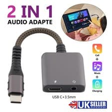 Image of Type USB C to 3.5mm Audio Adapter Charger Aux Headphone Jack Cable Dongle UK
