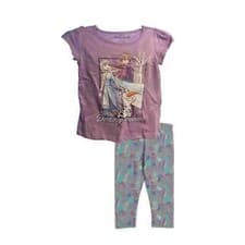 Image of DISNEY Little Girls Short Sleeve 2pc Frozen Leggings Set MSRP $35 NEW with TAGS