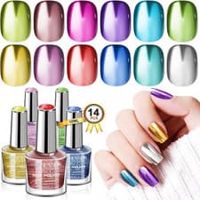 Image of Saviland Metallic Nail Polish Set: 12 Colors Quick Dry Nail Varnish Mirror Nail