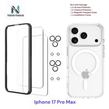 Image of iPhone 17 Pro Max Magnetic Clear MagSafe Case with 2 Screen & Lens Protectors A*