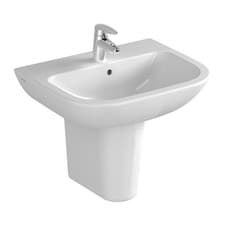 Image of Vitra S20 Cloakroom Basin and Large Semi Pedestal 500mm Wide 1 Tap Hole