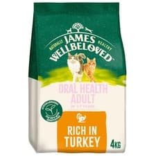 Image of James Wellbeloved Oral Care 1-7 Years Adult Dry Cat Food Rich in Turkey 4kg