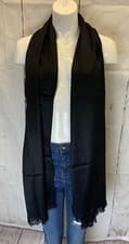 Image of Accessorize Plain Woven Lightweight Scarf Shawl Black Approx 92x132cm