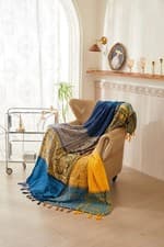 Image of Mediterranean Style Chenille Sofa Throw/Blanket