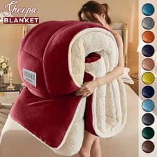 Image of Sherpa Flannel Fleece Blanket Heavy Winter Throw For Bed Sofa Extra Warm Blanket