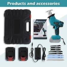 Image of Reciprocating Saw, Merecedeu 20V 2.0Ah Cordless Battery Powered Sawzal, 8 Blades