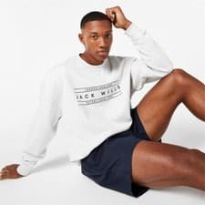 Image of JACK WILLS LOGO CREW SWEATSHIRT ICE MARL OVERSIZED FIT SIZE M RRP £39.99