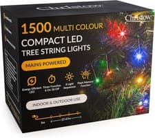 Image of CHRISTOW 8ft Christmas Tree Lights, 1500 Multi-Coloured LED Fairy Lights with Ti