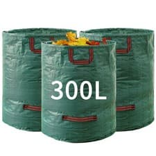 Image of 2x Garden Bags with Handles Heavy Duty Waste Bag Green Rubbish Sack 300L Storage
