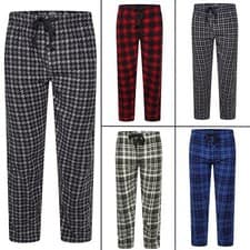 Image of Pyjama Bottoms Lounge Trouser Pants Mens Warm Fleece Nightwear with Pockets