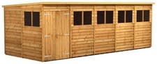 Image of Powersheds 4x8 12x8 14x8 Single Double Door Pent Overlap Dip Treated Shed