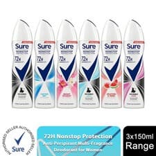 Image of Sure Women Anti-Perspirant 72H Nonstop Protection Deodorant 150ml, 3 Pack