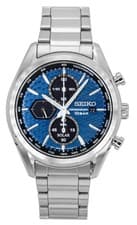 Image of Seiko Chronograph Stainless Steel Blue Dial Solar SSC801P1 100M Men's Watch