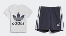 Image of ADIDAS ORIGINALS TREFOIL SHORTS TEE SET COTTON WHITE/NAVY HE4655 3-4 YEARS