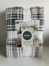 Image of NEW CHECKED WHITE GREY BLACK SOFT THROW BLANKET SOFA BED THROW 120 x 150cm