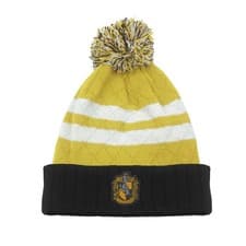 Image of Hufflepuff Bobble Beanie WOOLY Hat Official Harry Potter Embroidered Logo RRP£17
