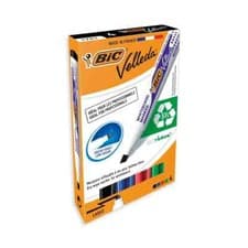 Image of Bic Velleda Dry Wipe Whiteboard Marker Pens Chisel Tip Assorted Pack of 4