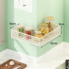 Image of Corner Shelf Adhesion Organizer Dorm Spice Holder Metal Shower Caddy Basket