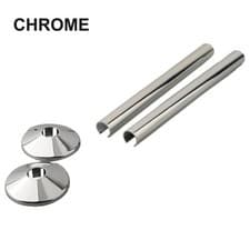 Image of Premium 15mm Chrome Radiator Pipe Sleeves Pack of 2 Modern Design Easy Fit